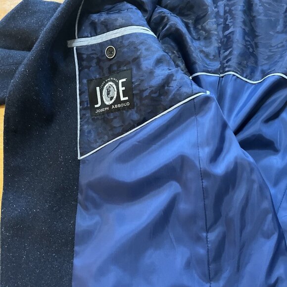 Joseph Abboud 42L Wool Navy Sport Coat Blazer Jacket Solid With Fleck Of White - Picture 11 of 12